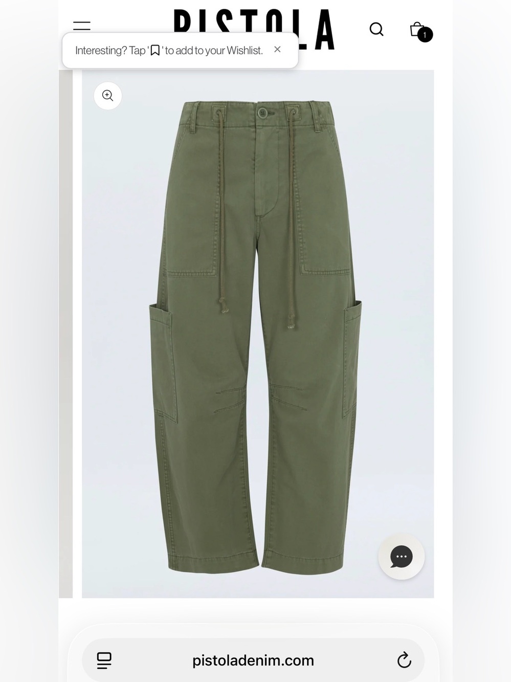 Pistola Sabrina Curved Utility Pants in Meadow